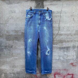 80's Lee Riders Thrashed & Repaired Denim Jeans